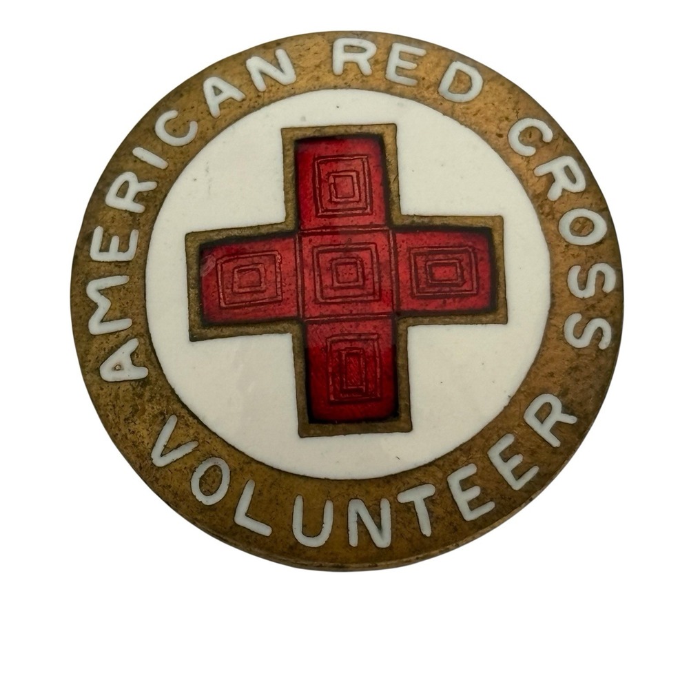 Vintage American Red Cross Volunteer‎ Pin Brooch Lapel Nurse's Aide Mid Century